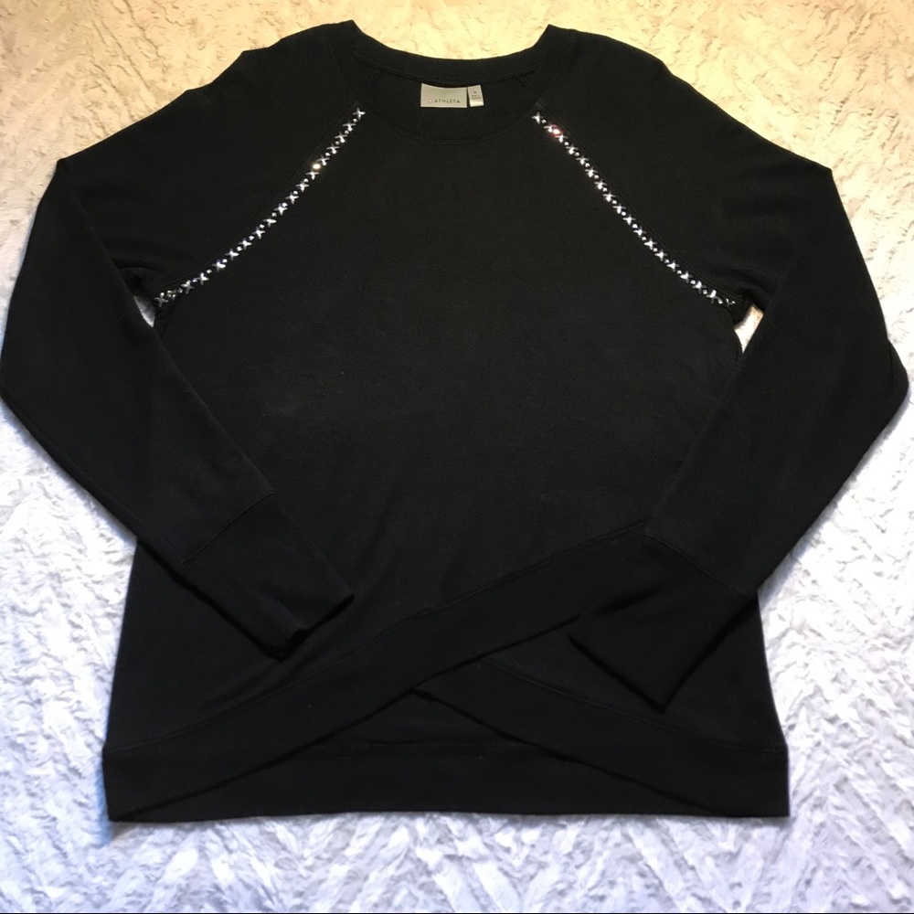 Athleta Black Sweatshirt Tulip-Edge Hem Medium